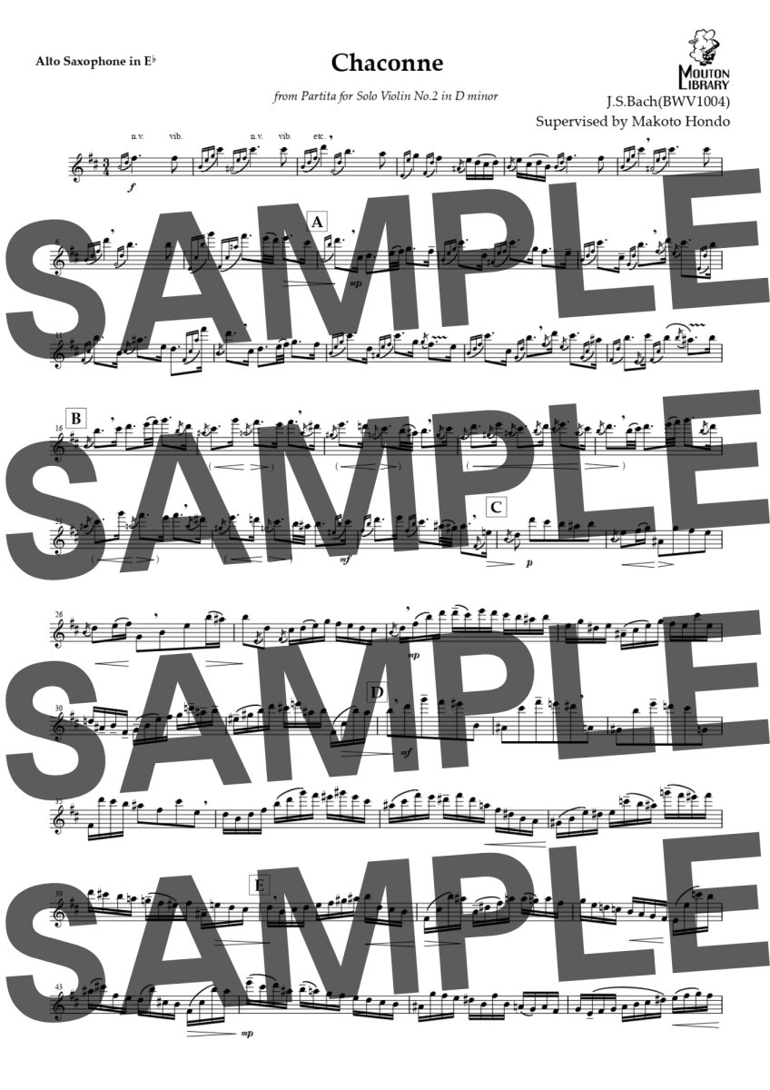 画像4: 【A.sax】Chaconne(シャコンヌ) from Partita for Solo Violin〈サックスソロ楽譜〉 (4)