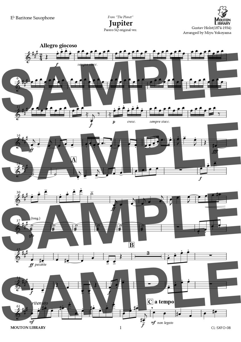 画像7: 【サックス4重奏】木星/Jupiter - Parero SQ original ver.〈アンサンブル楽譜〉 (7)