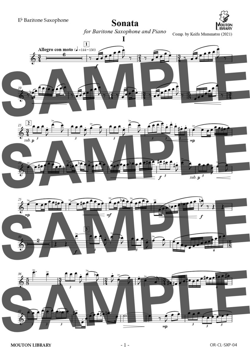 画像3: 【B.Sax.+Pf.】Sonata for Baritone Saxophone and Piano〈サックスソロ楽譜〉 (3)