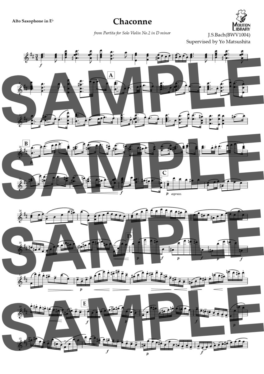 画像3: 【A.sax】Chaconne(シャコンヌ) from Partita for Solo Violin〈サックスソロ楽譜〉 (3)