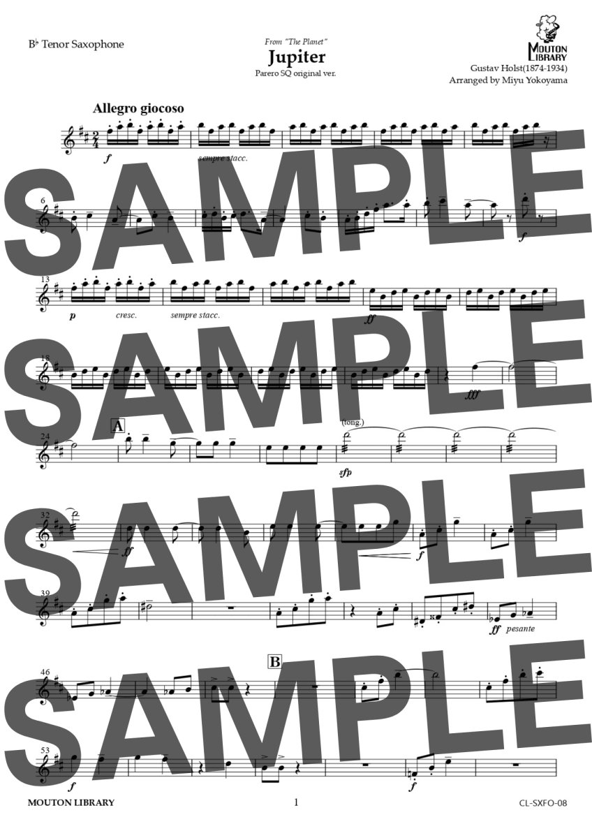 画像6: 【サックス4重奏】木星/Jupiter - Parero SQ original ver.〈アンサンブル楽譜〉 (6)