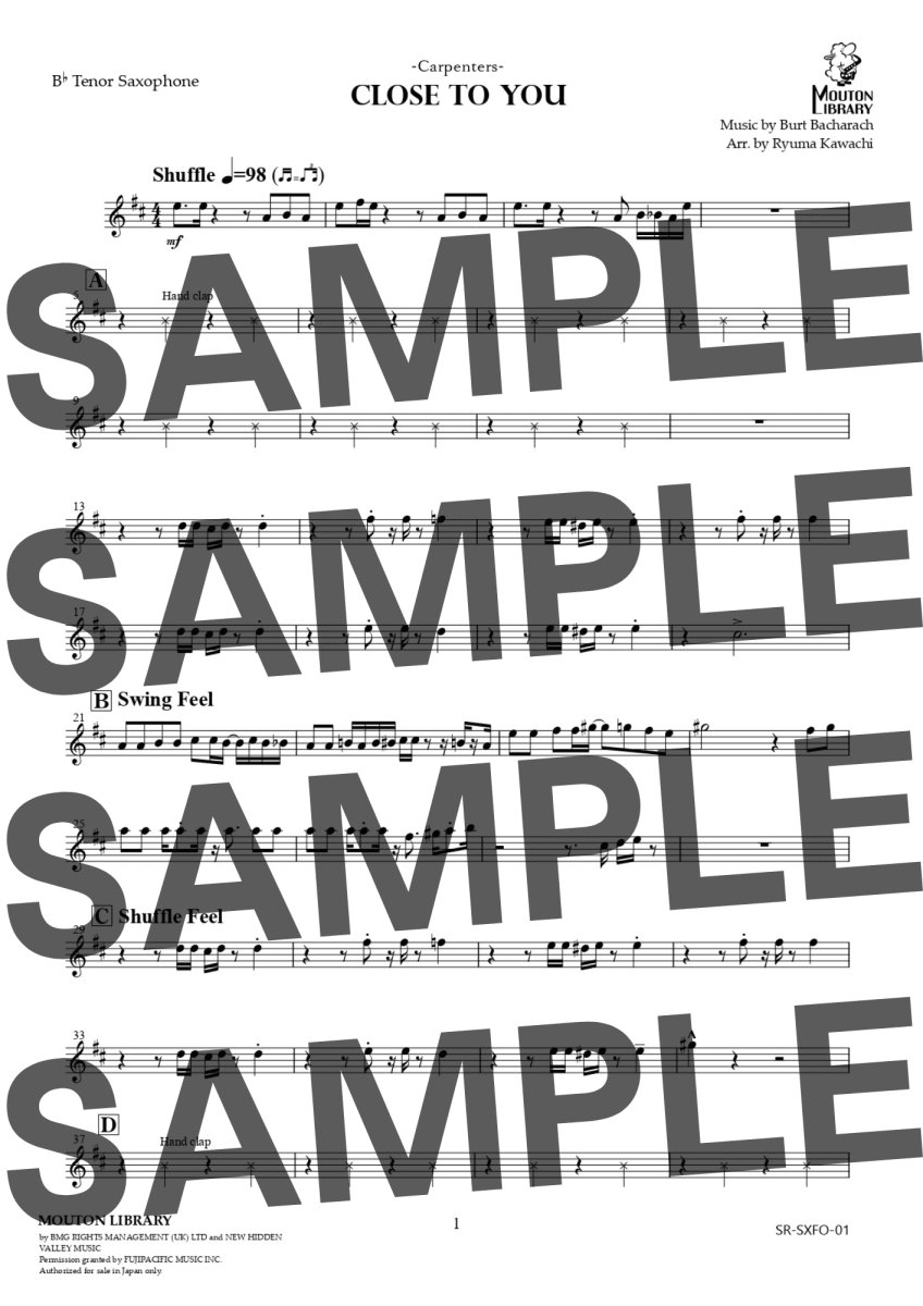 画像5: 【サックス4重奏】Close to You (遥かなる影)〈アンサンブル楽譜〉 (5)