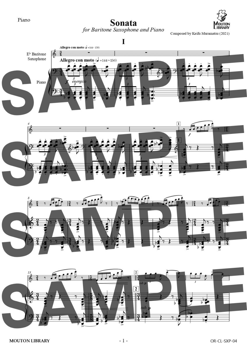 画像2: 【B.Sax.+Pf.】Sonata for Baritone Saxophone and Piano〈サックスソロ楽譜〉 (2)