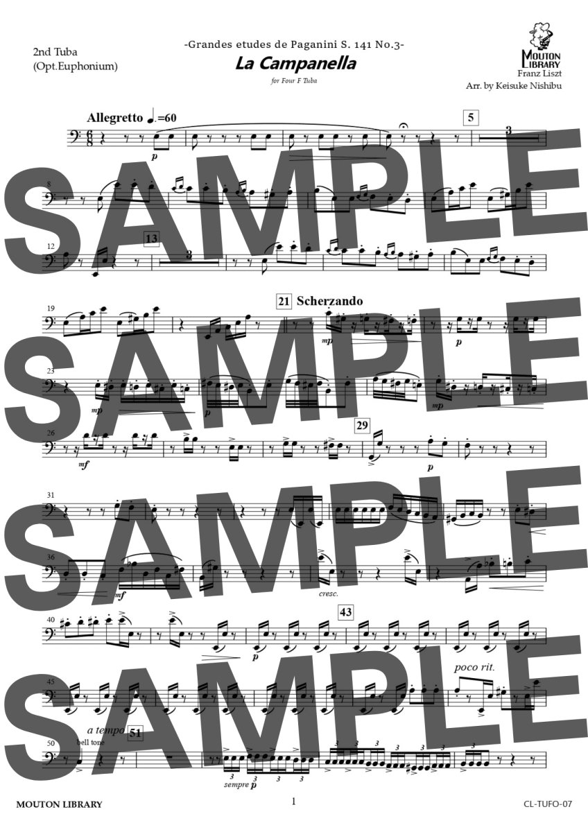 画像5: 【チューバ4重奏】La Campanella〈アンサンブル楽譜〉 (5)