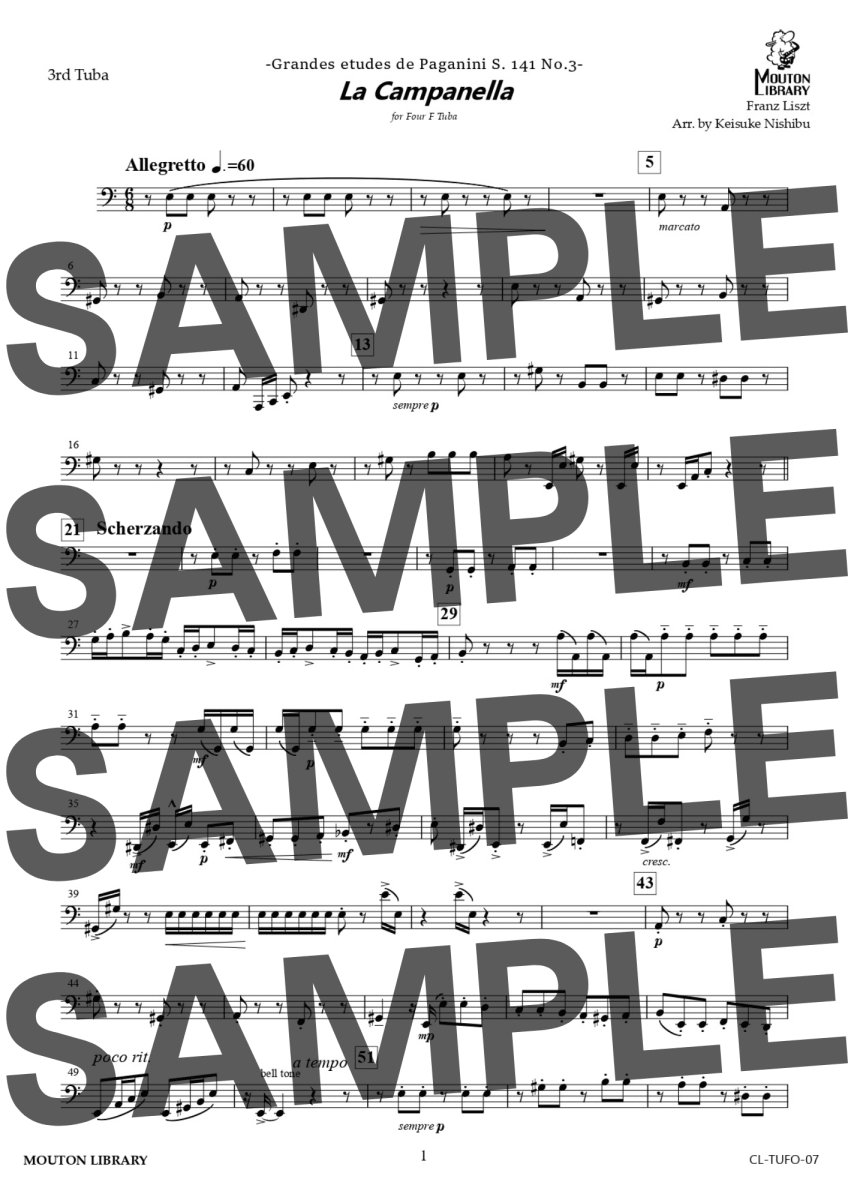 画像6: 【チューバ4重奏】La Campanella〈アンサンブル楽譜〉 (6)