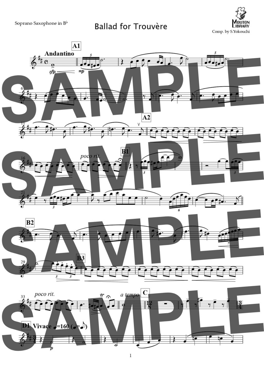 画像3: 【サックス4重奏】Ballad for Trouvere〈アンサンブル楽譜〉 (3)