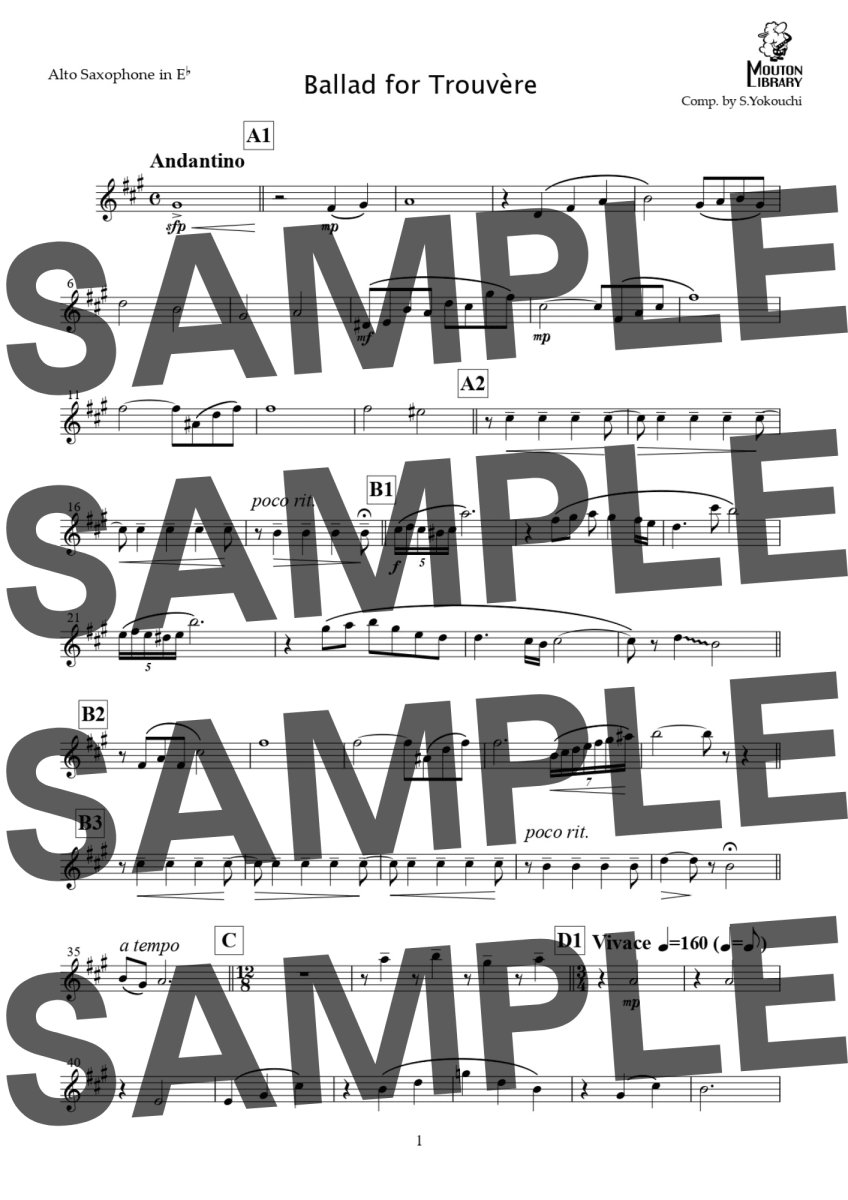 画像4: 【サックス4重奏】Ballad for Trouvere〈アンサンブル楽譜〉 (4)