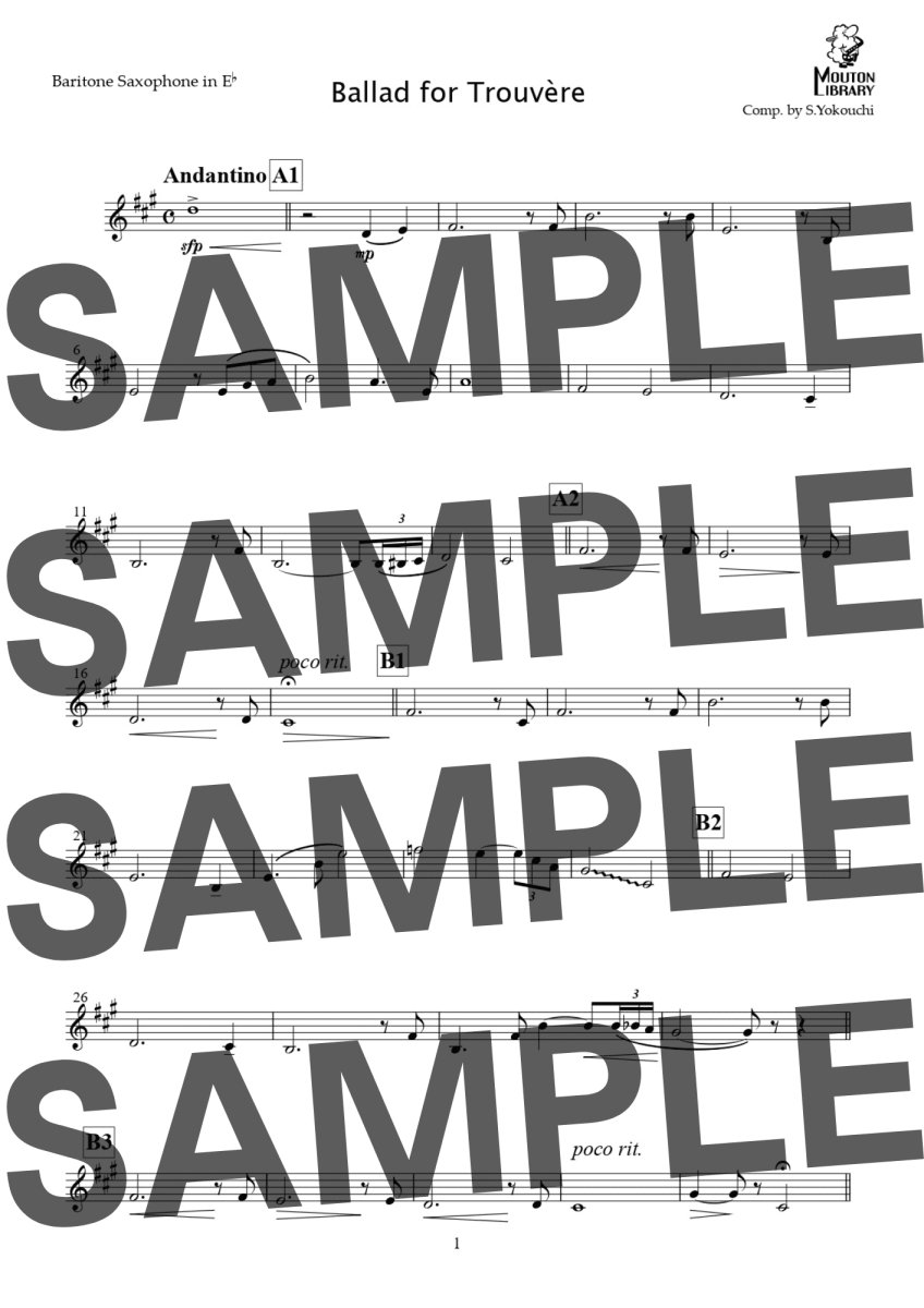 画像6: 【サックス4重奏】Ballad for Trouvere〈アンサンブル楽譜〉 (6)
