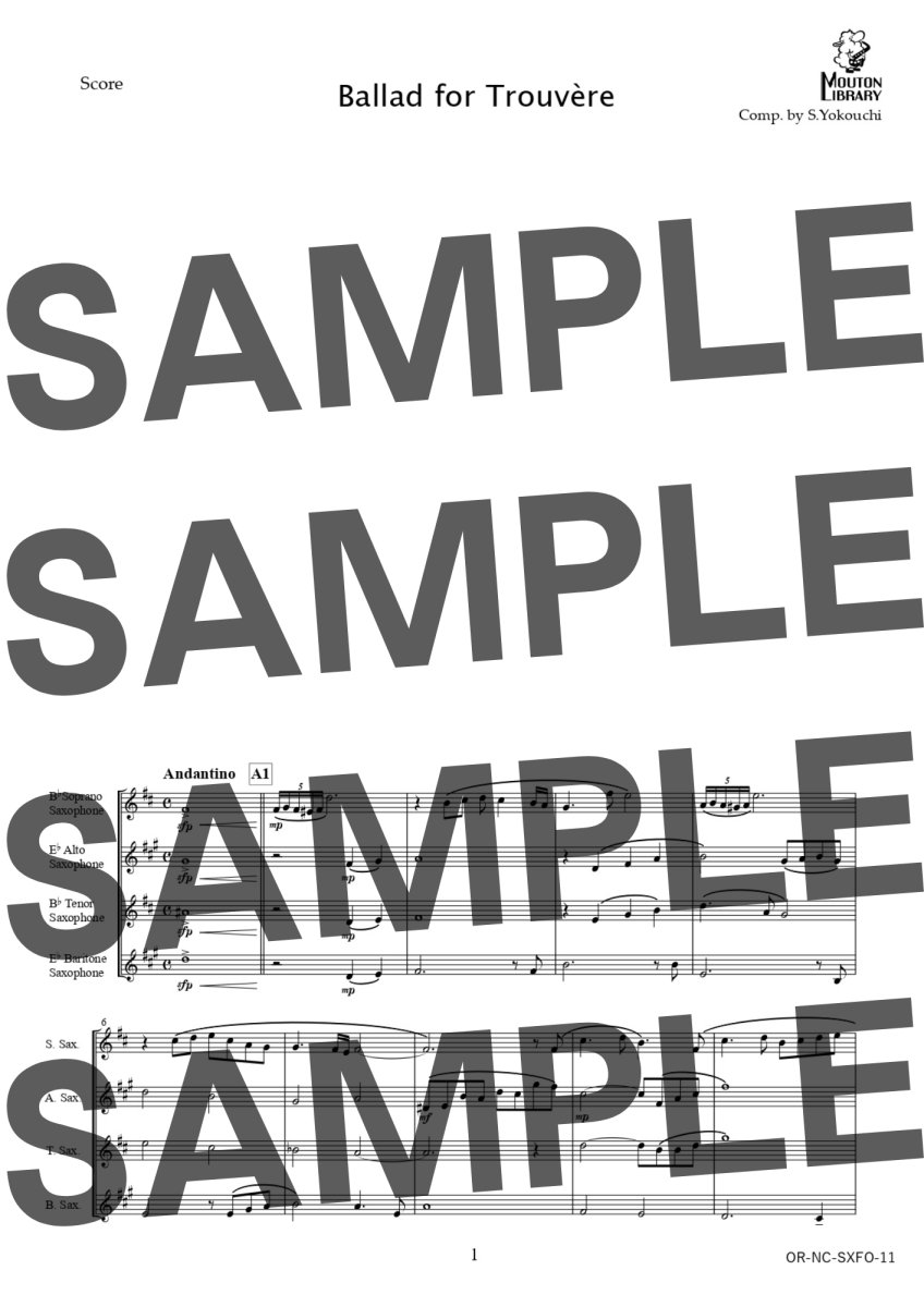 画像2: 【サックス4重奏】Ballad for Trouvere〈アンサンブル楽譜〉 (2)