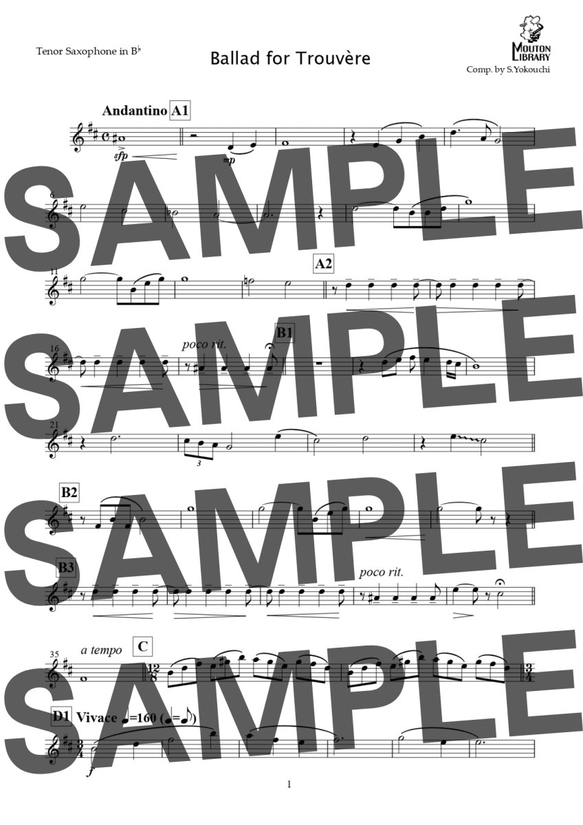 画像5: 【サックス4重奏】Ballad for Trouvere〈アンサンブル楽譜〉 (5)
