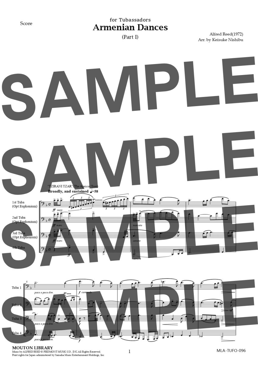 画像3: 【チューバ4重奏】アルメニアンダンス パート1/Armenian Dances Part 1〈アンサンブル楽譜〉 (3)