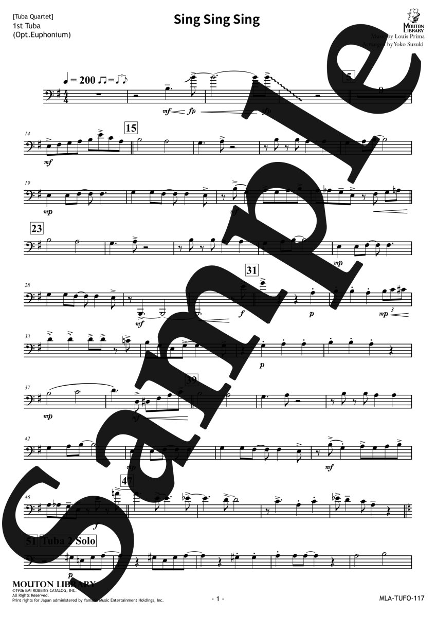 画像4: 【予約商品】【チューバ4重奏】シング・シング・シング《アンサンブル楽譜》 (4)