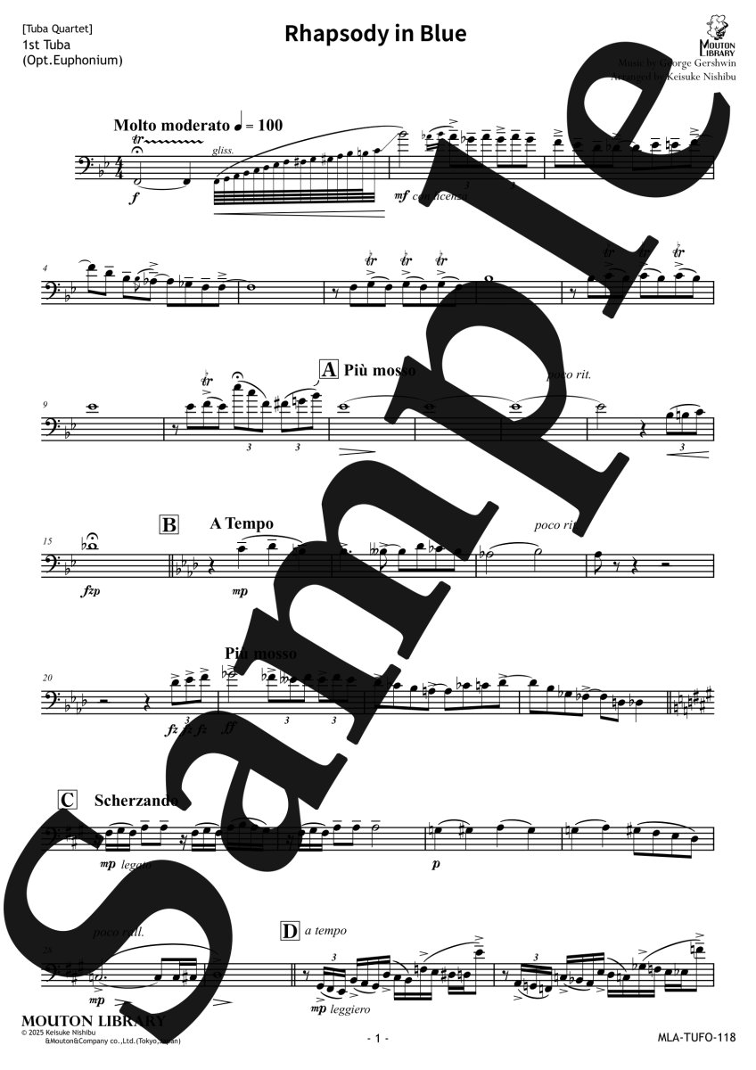 画像4: 【予約商品】【チューバ4重奏】ラプソディ・イン・ブルー《アンサンブル楽譜》 (4)