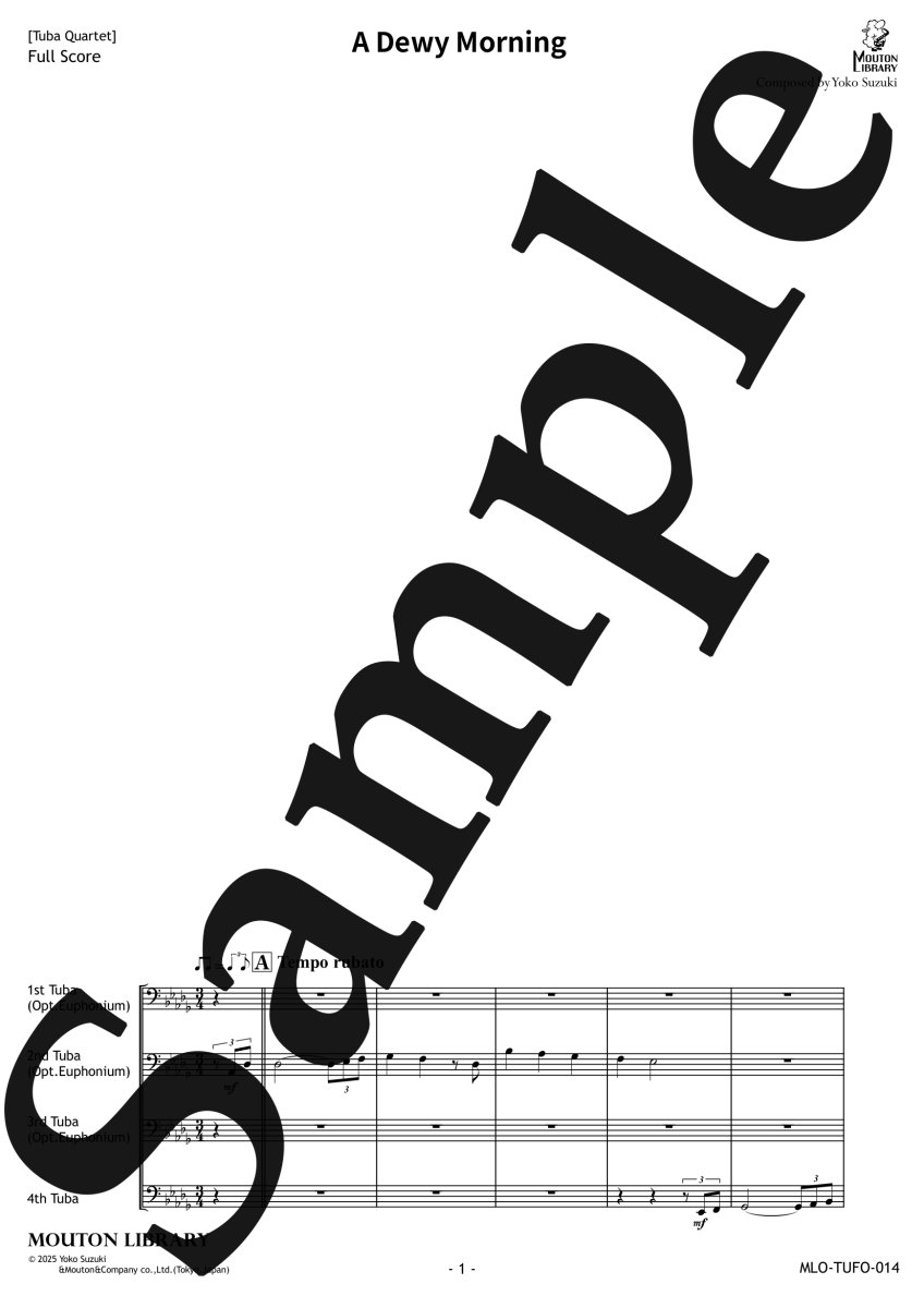 画像3: 【予約商品】【チューバ4重奏】A Dewy Morning《アンサンブル楽譜》 (3)