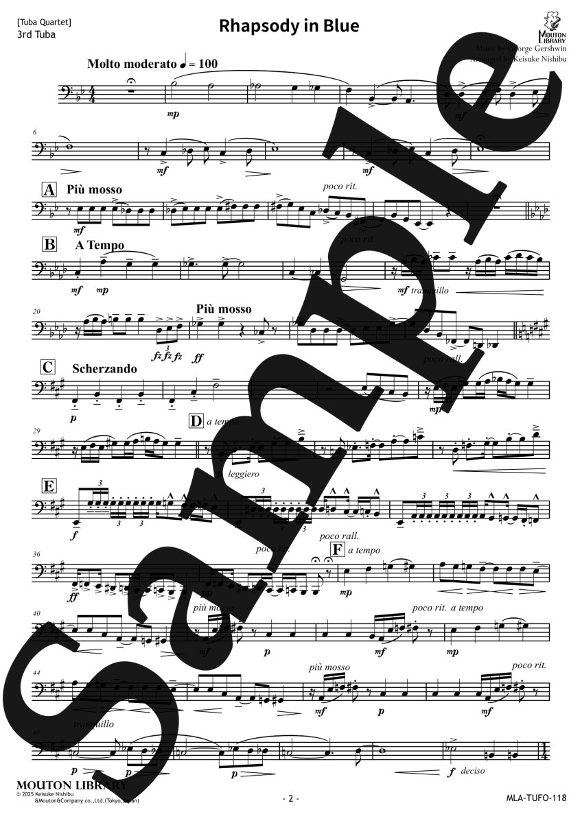 画像6: 【予約商品】【チューバ4重奏】ラプソディ・イン・ブルー《アンサンブル楽譜》 (6)
