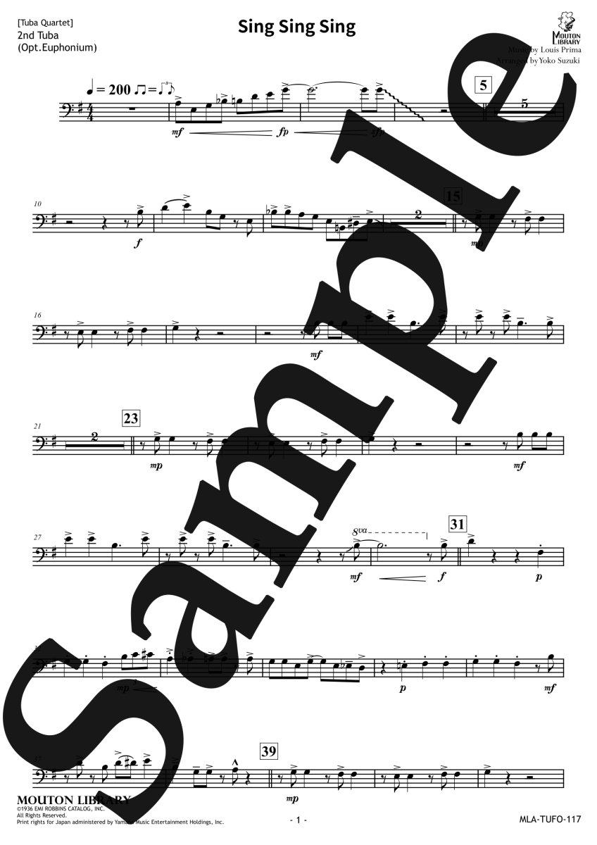 画像5: 【予約商品】【チューバ4重奏】シング・シング・シング《アンサンブル楽譜》 (5)