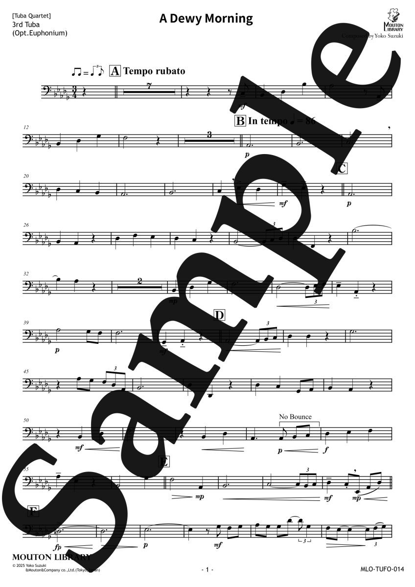 画像6: 【予約商品】【チューバ4重奏】A Dewy Morning《アンサンブル楽譜》 (6)