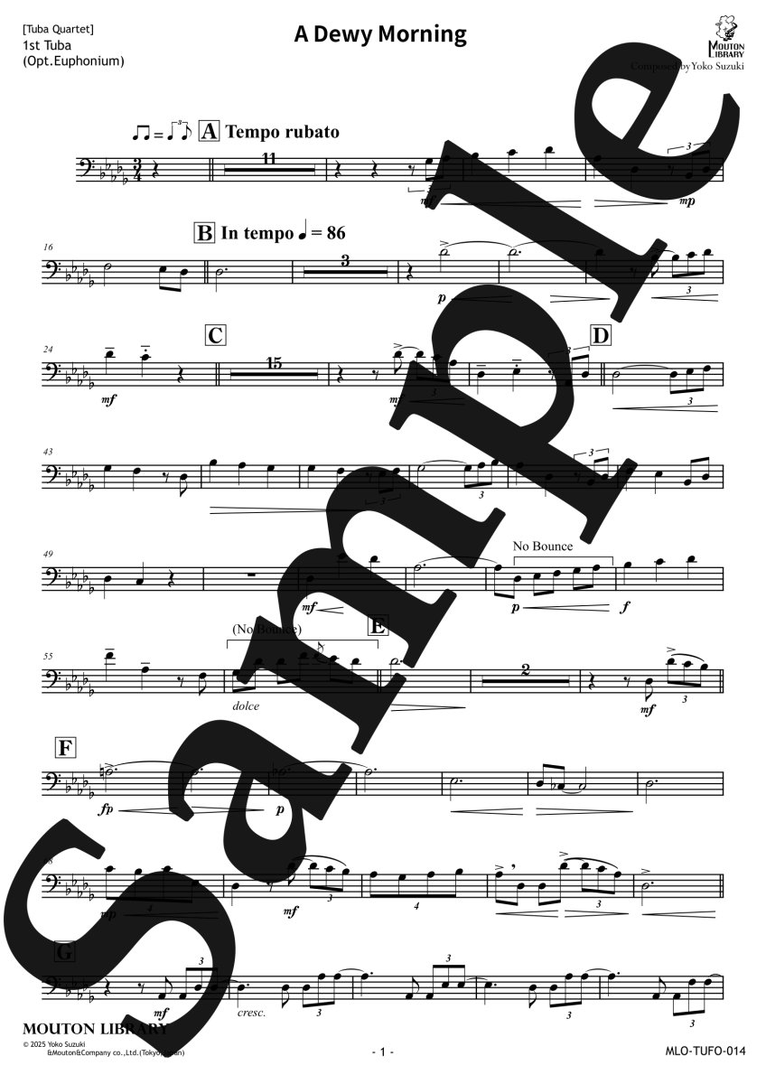 画像4: 【予約商品】【チューバ4重奏】A Dewy Morning《アンサンブル楽譜》 (4)