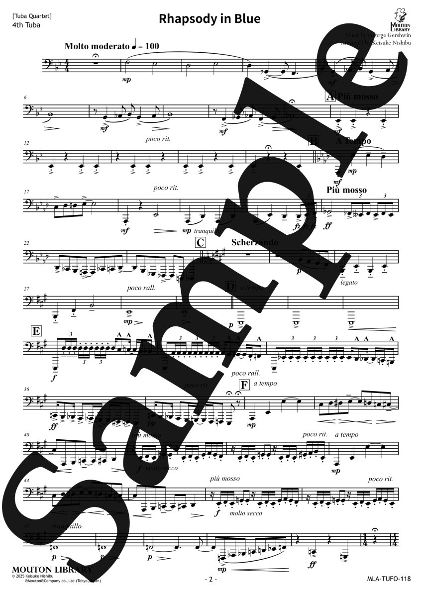 画像7: 【予約商品】【チューバ4重奏】ラプソディ・イン・ブルー《アンサンブル楽譜》 (7)