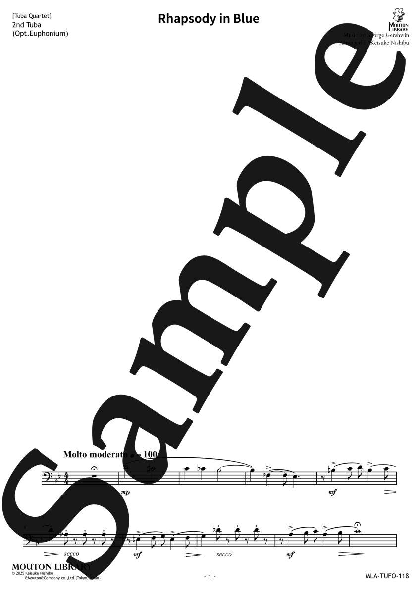 画像5: 【予約商品】【チューバ4重奏】ラプソディ・イン・ブルー《アンサンブル楽譜》 (5)